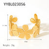 Wholesale Stainless Steel Open Bracelet With Retro Style 18K Gold Plated Vacuum Real Gold Electroplating In Pvd Furnace And Plant Flowers Pattern