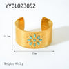 Wholesale Stainless Steel Open Bracelet With Retro Style 18K Gold Plated Vacuum Real Gold Electroplating In Pvd Furnace And Plant Flowers Pattern