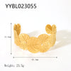 Wholesale Stainless Steel Open Bracelet With Retro Style 18K Gold Plated Vacuum Real Gold Electroplating In Pvd Furnace And Plant Flowers Pattern