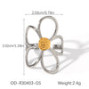 Wholesale Stainless Steel Open Floral Ring With Pvd Vacuum Plating For Women