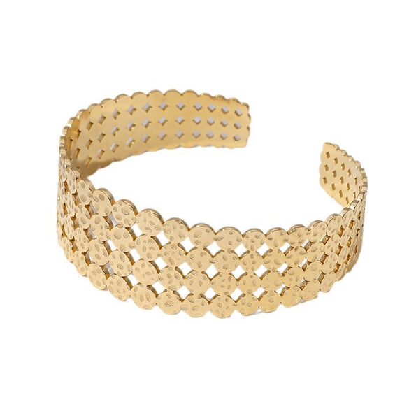 Wholesale Stainless Steel Open Geometric Light Luxury Women's Bracelet With Electroplating