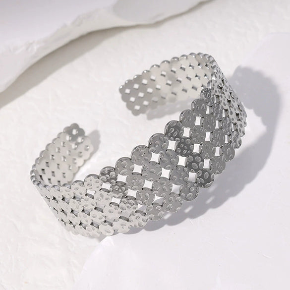 Wholesale Stainless Steel Open Geometric Light Luxury Women's Bracelet With Electroplating