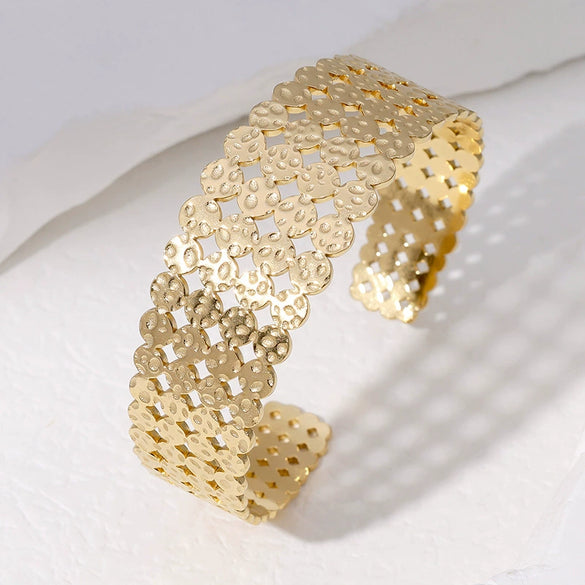 Wholesale Stainless Steel Open Geometric Light Luxury Women's Bracelet With Electroplating