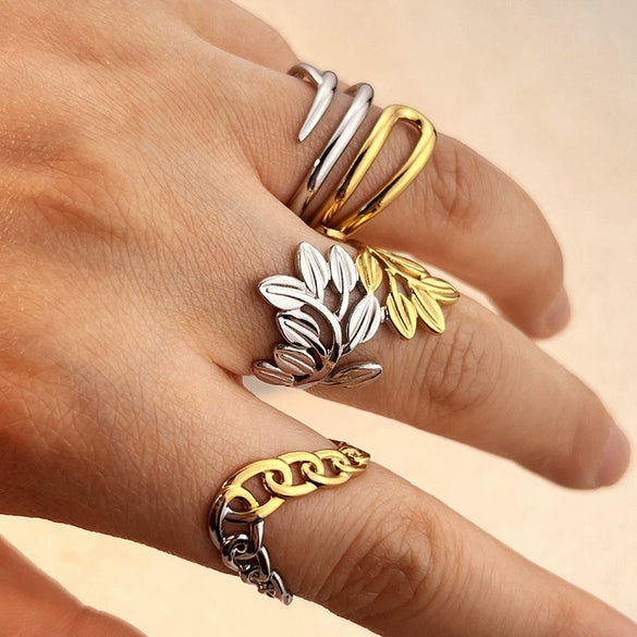 Wholesale Stainless Steel Open Heart Shaped Ring With Electroplating Light Luxury And Minimalist Design