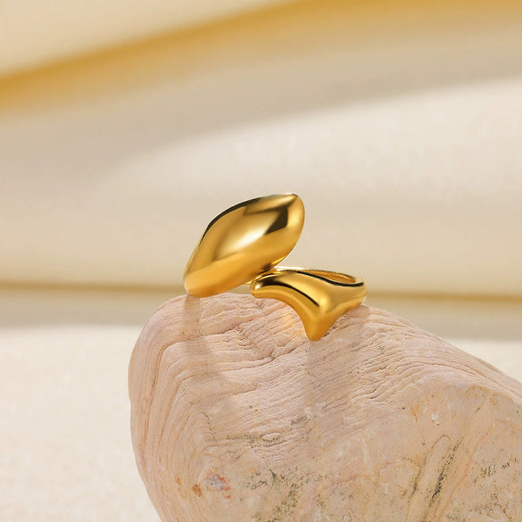 Wholesale Stainless Steel Open Irregular Ring With Insect And Geometric Pattern Electroplated Style Unisex