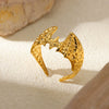 Wholesale Stainless Steel Open Irregular Ring With Insect And Geometric Pattern Electroplated Style Unisex