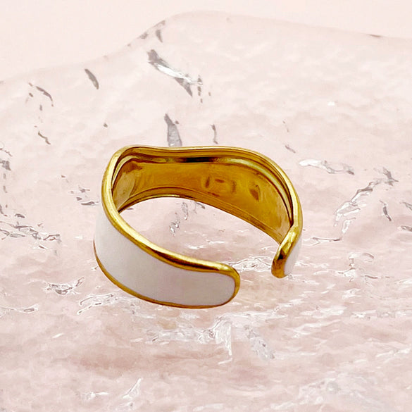 Wholesale Stainless Steel Open Ring For Women Retro Fashion Irregular Corrugated Electroplated
