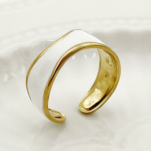 Wholesale Stainless Steel Open Ring For Women Retro Fashion Irregular Corrugated Electroplated