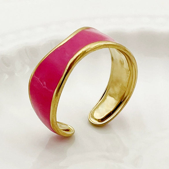 Wholesale Stainless Steel Open Ring For Women Retro Fashion Irregular Corrugated Electroplated