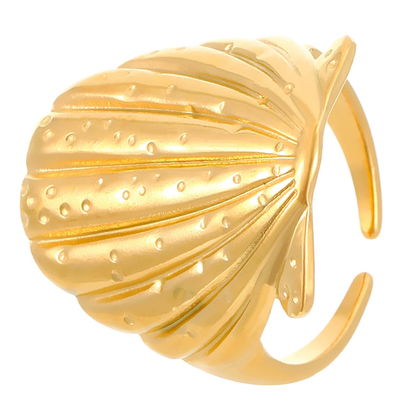 Wholesale Stainless Steel Open Ring For Women With Starfish Seashells Ginkgo Leaf Marine Motifs And Electroplating Processing