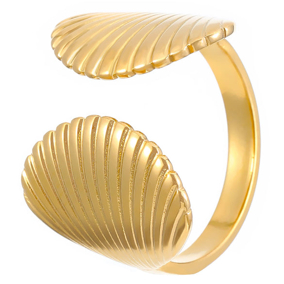 Wholesale Stainless Steel Open Ring For Women With Starfish Seashells Ginkgo Leaf Marine Motifs And Electroplating Processing