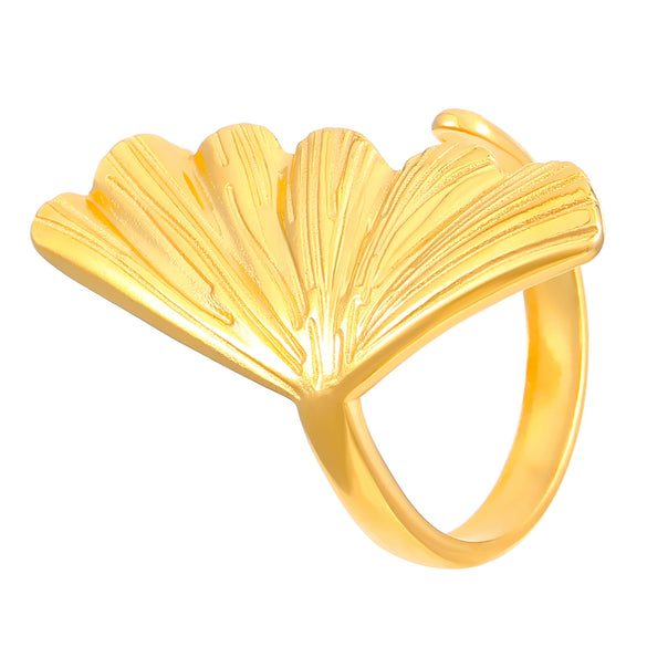 Wholesale Stainless Steel Open Ring For Women With Starfish Seashells Ginkgo Leaf Marine Motifs And Electroplating Processing