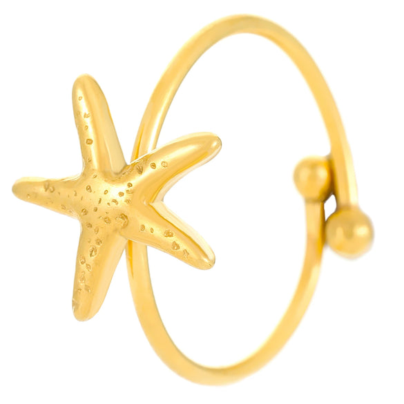 Wholesale Stainless Steel Open Ring For Women With Starfish Seashells Ginkgo Leaf Marine Motifs And Electroplating Processing