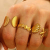 Wholesale Stainless Steel Open Ring For Women With Starfish Seashells Ginkgo Leaf Marine Motifs And Electroplating Processing