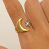 Wholesale Stainless Steel Open Ring For Women With Starfish Seashells Ginkgo Leaf Marine Motifs And Electroplating Processing