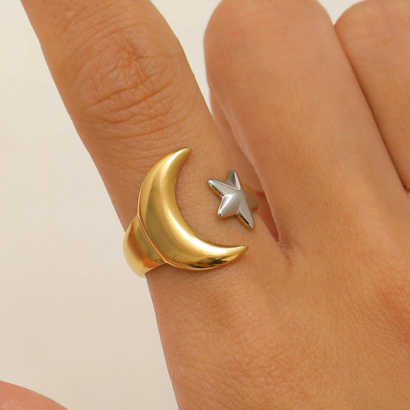 Wholesale Stainless Steel Open Ring For Women With Starfish Seashells Ginkgo Leaf Marine Motifs And Electroplating Processing