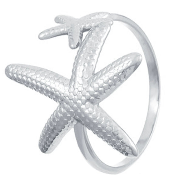 Wholesale Stainless Steel Open Ring For Women With Starfish Seashells Ginkgo Leaf Marine Motifs And Electroplating Processing