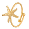 Wholesale Stainless Steel Open Ring For Women With Starfish Seashells Ginkgo Leaf Marine Motifs And Electroplating Processing