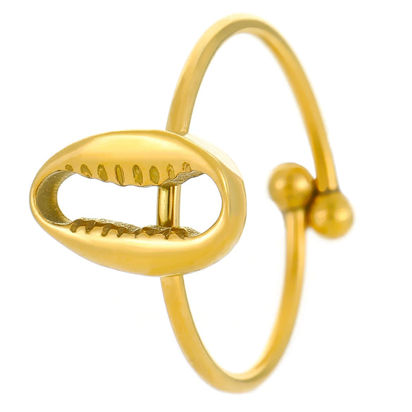 Wholesale Stainless Steel Open Ring For Women With Starfish Seashells Ginkgo Leaf Marine Motifs And Electroplating Processing