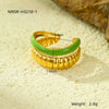 Wholesale Stainless Steel Open Ring Jewelry With Green Oil Drop Double Stripe Fashion Style Electroplating Treatment