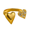 Wholesale Stainless Steel Open Ring Light Luxury Style With Colorful Love Zircon And Heart Shape Pattern Electroplated