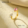 Wholesale Stainless Steel Open Ring Light Luxury Style With Colorful Love Zircon And Heart Shape Pattern Electroplated