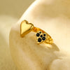 Wholesale Stainless Steel Open Ring Light Luxury Style With Colorful Love Zircon And Heart Shape Pattern Electroplated
