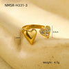 Wholesale Stainless Steel Open Ring Light Luxury Style With Colorful Love Zircon And Heart Shape Pattern Electroplated