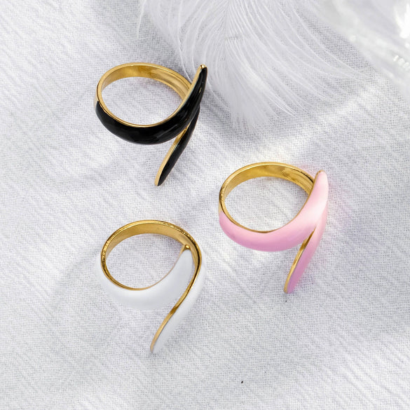 Wholesale Stainless Steel Open Ring With Drip Twist Irregular X Shaped Design And Electroplating Process For Women