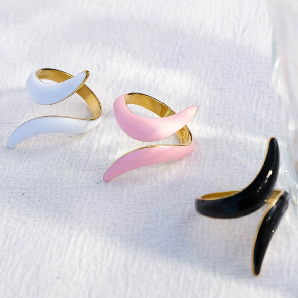 Wholesale Stainless Steel Open Ring With Drip Twist Irregular X Shaped Design And Electroplating Process For Women