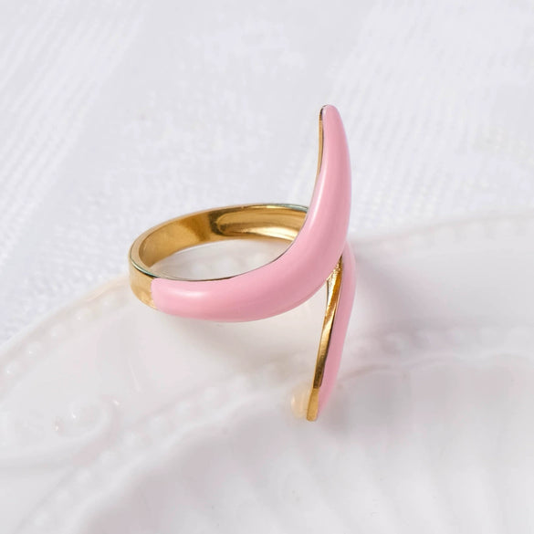 Wholesale Stainless Steel Open Ring With Drip Twist Irregular X Shaped Design And Electroplating Process For Women