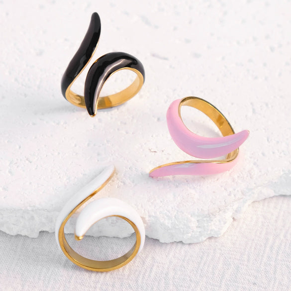 Wholesale Stainless Steel Open Ring With Drip Twist Irregular X Shaped Design And Electroplating Process For Women