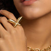 Wholesale Stainless Steel Open Ring With Exaggerated Stereo Creative Butterfly Design For Women Electroplated
