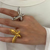 Wholesale Stainless Steel Open Ring With Exaggerated Stereo Creative Butterfly Design For Women Electroplated