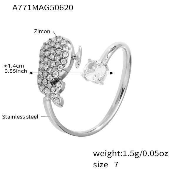 Wholesale 316L Stainless Steel Open Ring With Geometric And Heart Shapes Electroplated Jewelry For Women