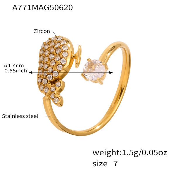 Wholesale 316L Stainless Steel Open Ring With Geometric And Heart Shapes Electroplated Jewelry For Women