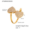 Wholesale 316L Stainless Steel Open Ring With Geometric And Heart Shapes Electroplated Jewelry For Women