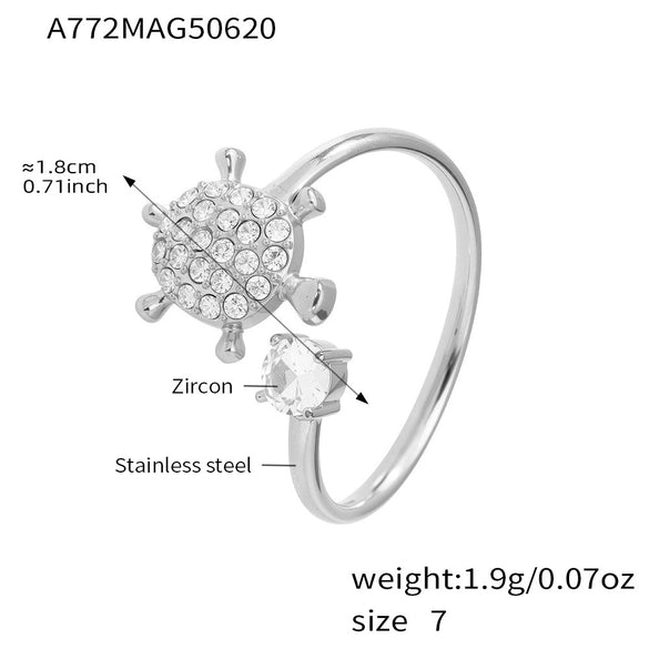 Wholesale 316L Stainless Steel Open Ring With Geometric And Heart Shapes Electroplated Jewelry For Women