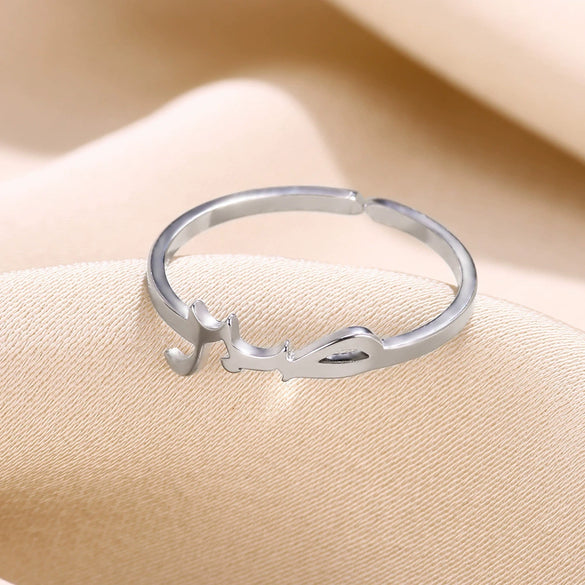 Wholesale Stainless Steel Open Ring With Geometric Letters For Men And Women Electroplated