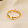 Wholesale Stainless Steel Open Ring With Geometric Pattern 18K Gold Plated For Women