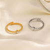 Wholesale Stainless Steel Open Ring With Geometric Pattern 18K Gold Plated For Women