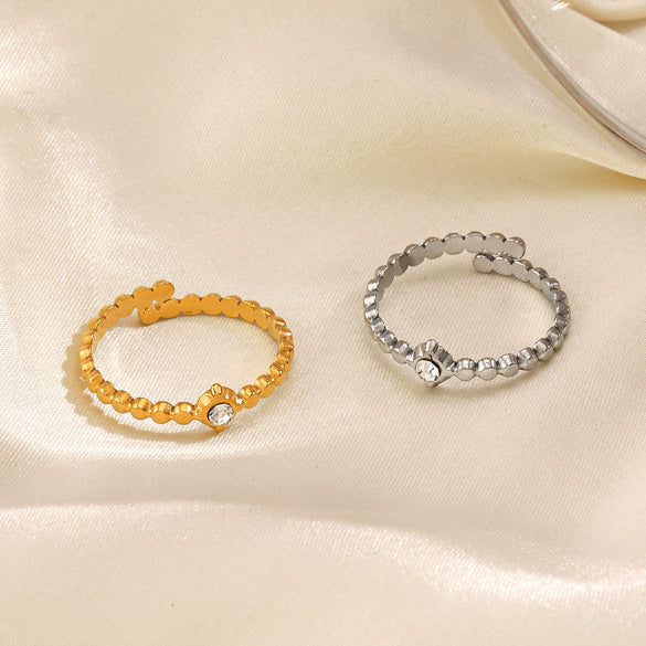 Wholesale Stainless Steel Open Ring With Geometric Pattern 18K Gold Plated For Women