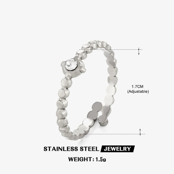 Wholesale Stainless Steel Open Ring With Geometric Pattern 18K Gold Plated For Women