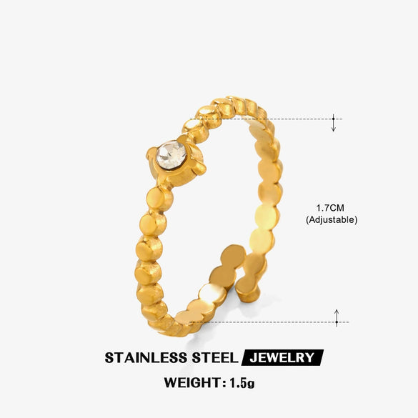 Wholesale Stainless Steel Open Ring With Geometric Pattern 18K Gold Plated For Women