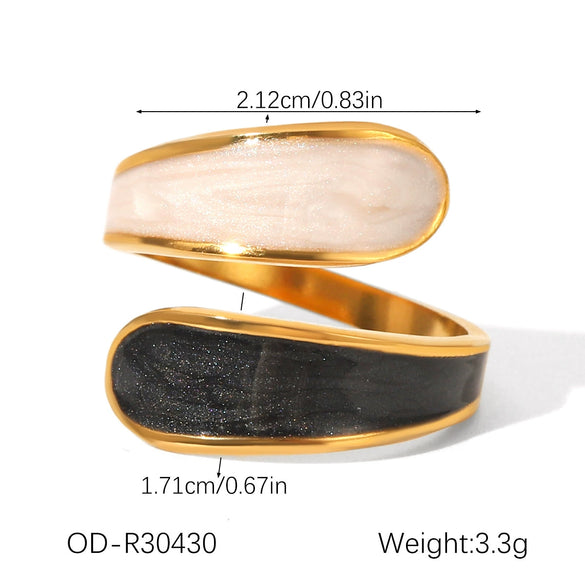 Wholesale Stainless Steel Open Ring With Geometric Shape Oildropping Pvd Vacuum Plating Hand Jewelry For Women Ins Style