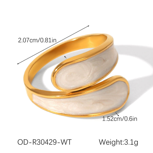 Wholesale Stainless Steel Open Ring With Geometric Shape Oildropping Pvd Vacuum Plating Hand Jewelry For Women Ins Style