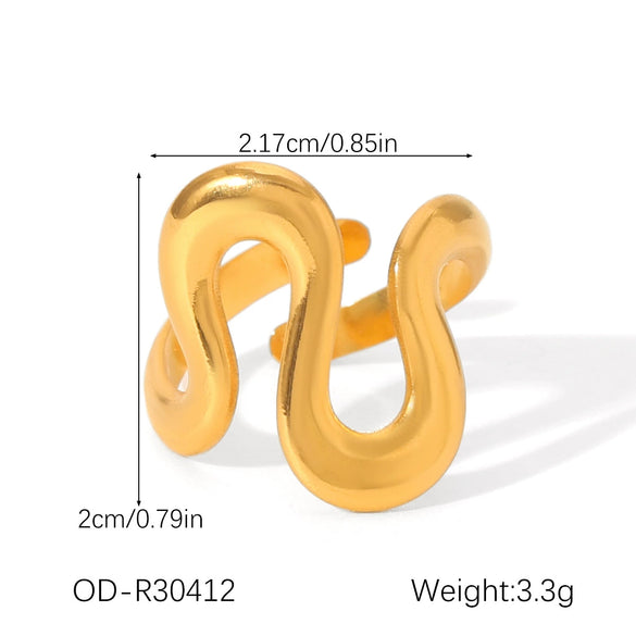 Wholesale Stainless Steel Open Ring With Geometric Shape Oildropping Pvd Vacuum Plating Hand Jewelry For Women Ins Style