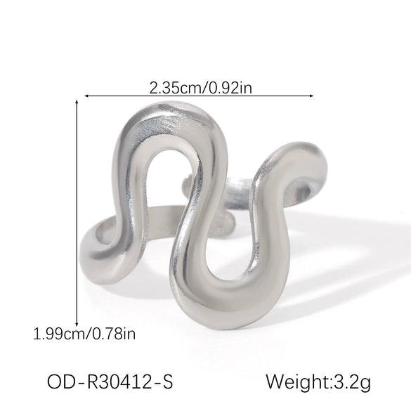 Wholesale Stainless Steel Open Ring With Geometric Shape Oildropping Pvd Vacuum Plating Hand Jewelry For Women Ins Style