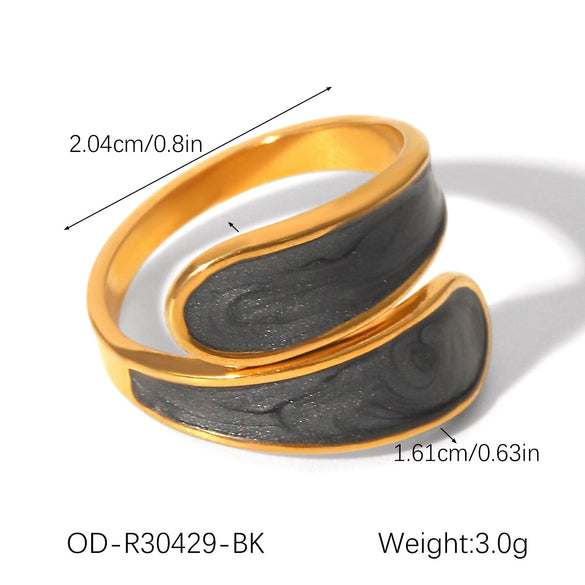 Wholesale Stainless Steel Open Ring With Geometric Shape Oildropping Pvd Vacuum Plating Hand Jewelry For Women Ins Style