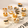 Wholesale Stainless Steel Open Ring With Geometric Shape Oildropping Pvd Vacuum Plating Hand Jewelry For Women Ins Style